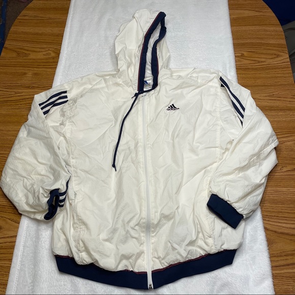 adidas Other - SOLD Vintage Adidas White & Navy Blue Jacket